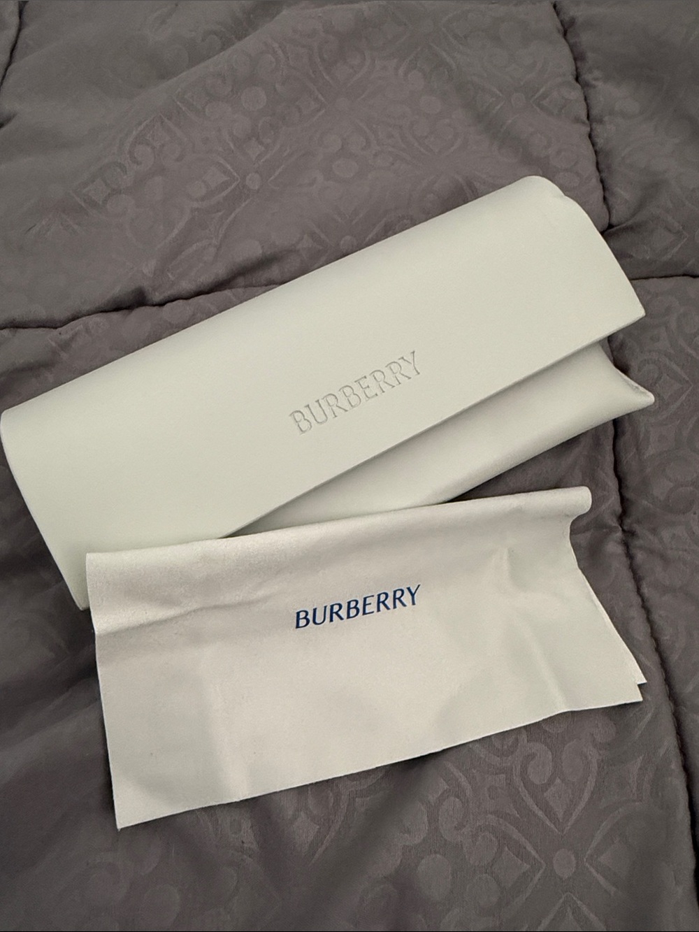 White Burberry Glasses Case